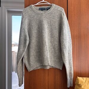 Vintage Van Heusen Heather Grey 100% Shetland Virgin Wool Crewneck Sweater XL